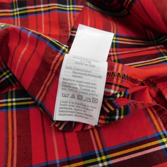 J. CREW Red Tartan Plaid Ruffle Top Blouse Holidays Festive Preppy X-Small - Picture 10 of 11